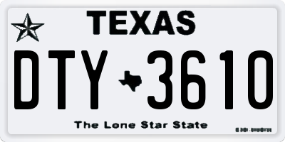 TX license plate DTY3610