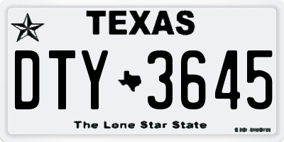 TX license plate DTY3645