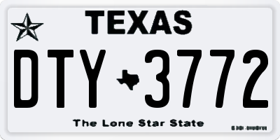 TX license plate DTY3772