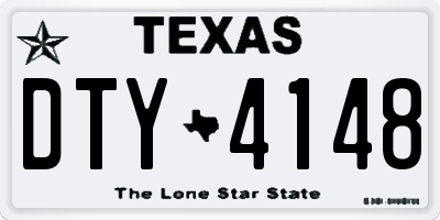 TX license plate DTY4148