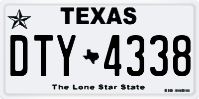 TX license plate DTY4338