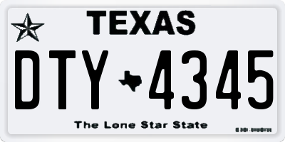 TX license plate DTY4345