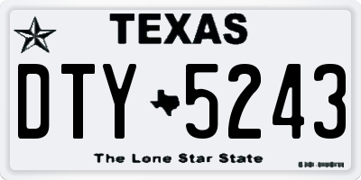 TX license plate DTY5243