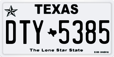 TX license plate DTY5385