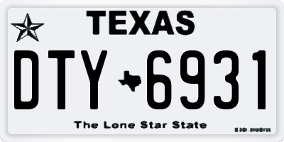 TX license plate DTY6931