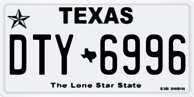 TX license plate DTY6996