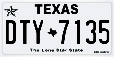 TX license plate DTY7135