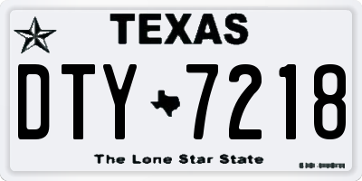 TX license plate DTY7218