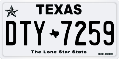 TX license plate DTY7259