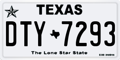 TX license plate DTY7293