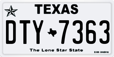 TX license plate DTY7363
