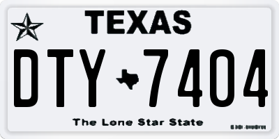 TX license plate DTY7404