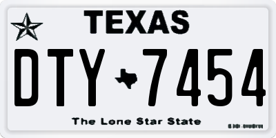 TX license plate DTY7454