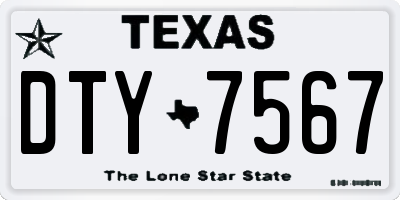 TX license plate DTY7567