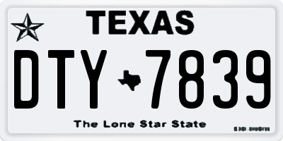 TX license plate DTY7839