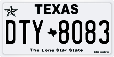 TX license plate DTY8083