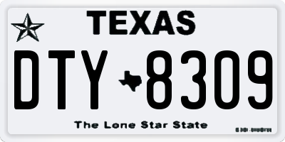 TX license plate DTY8309