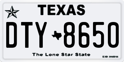 TX license plate DTY8650