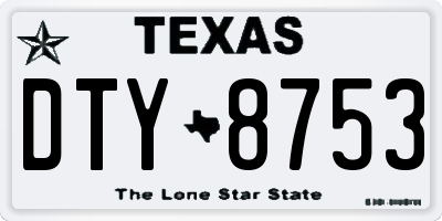 TX license plate DTY8753