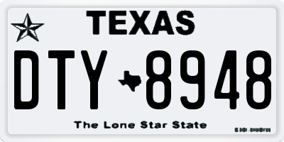 TX license plate DTY8948