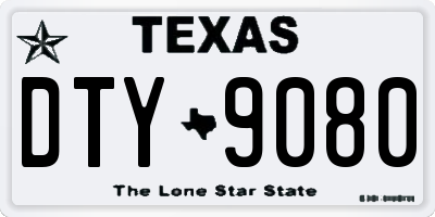 TX license plate DTY9080