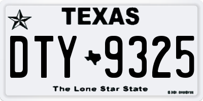 TX license plate DTY9325