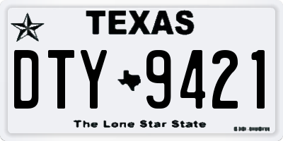TX license plate DTY9421