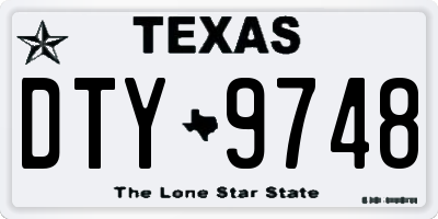 TX license plate DTY9748