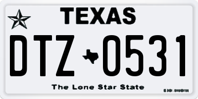 TX license plate DTZ0531