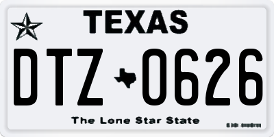 TX license plate DTZ0626