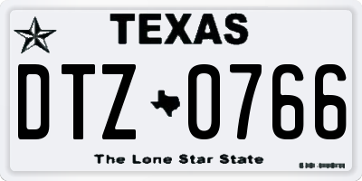 TX license plate DTZ0766