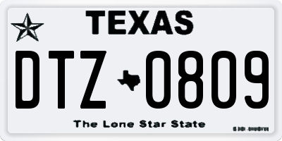 TX license plate DTZ0809