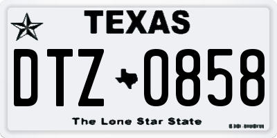 TX license plate DTZ0858