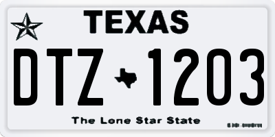 TX license plate DTZ1203