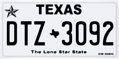 TX license plate DTZ3092