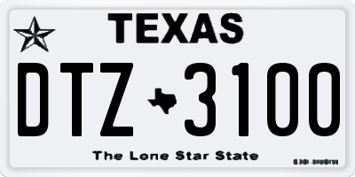 TX license plate DTZ3100