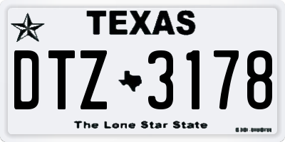 TX license plate DTZ3178