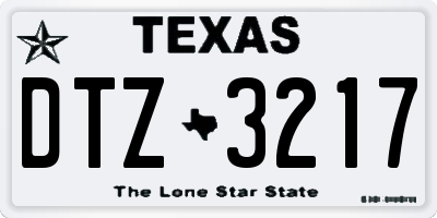 TX license plate DTZ3217