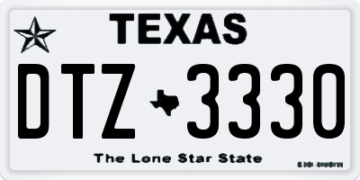 TX license plate DTZ3330