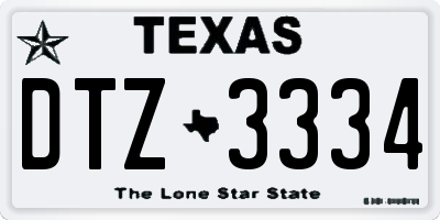TX license plate DTZ3334
