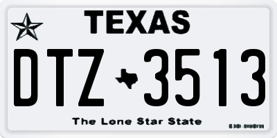 TX license plate DTZ3513