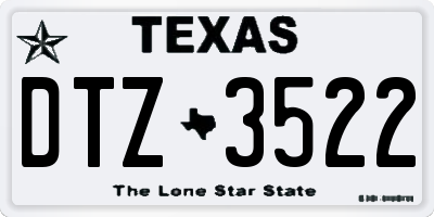 TX license plate DTZ3522