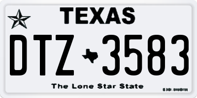 TX license plate DTZ3583