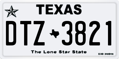 TX license plate DTZ3821