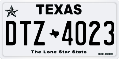TX license plate DTZ4023
