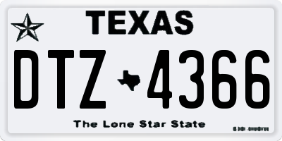 TX license plate DTZ4366