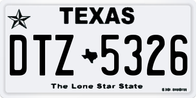 TX license plate DTZ5326