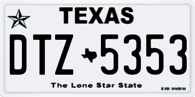 TX license plate DTZ5353