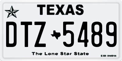 TX license plate DTZ5489