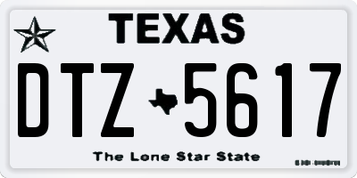 TX license plate DTZ5617
